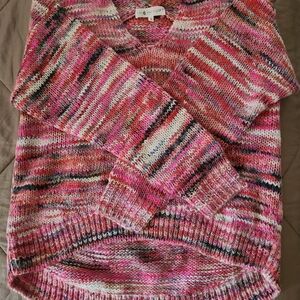 Lou & Grey Pink Multicolor V-Neck Sweater